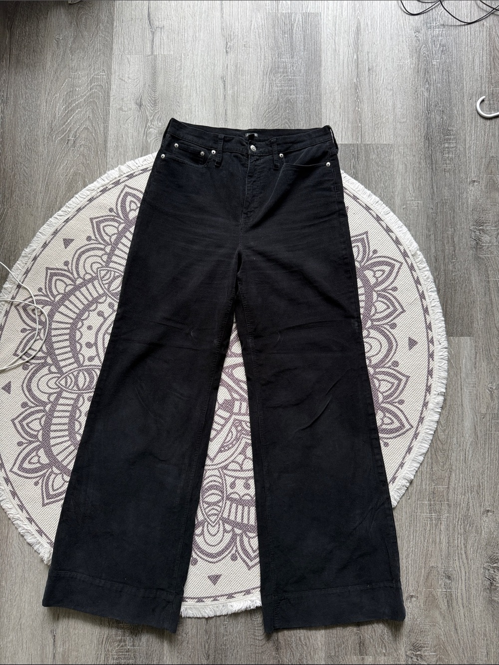 J. Crew Black Corduroy Pants with Logo Button